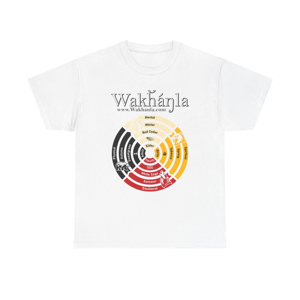 Medicine Wheel Concentric Tee — Sacred Four Teachings Cotton Shirt