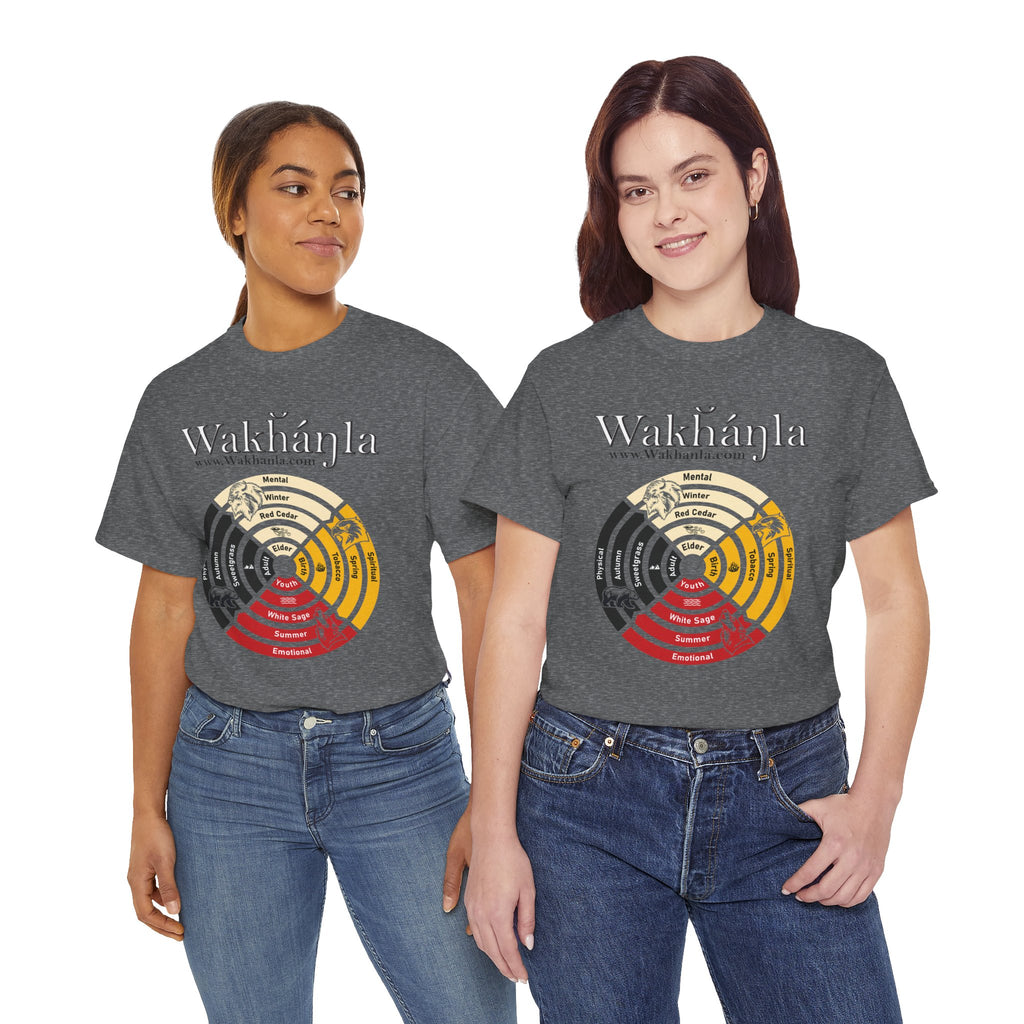 Medicine Wheel Concentric Tee — Sacred Four Teachings Cotton Shirt