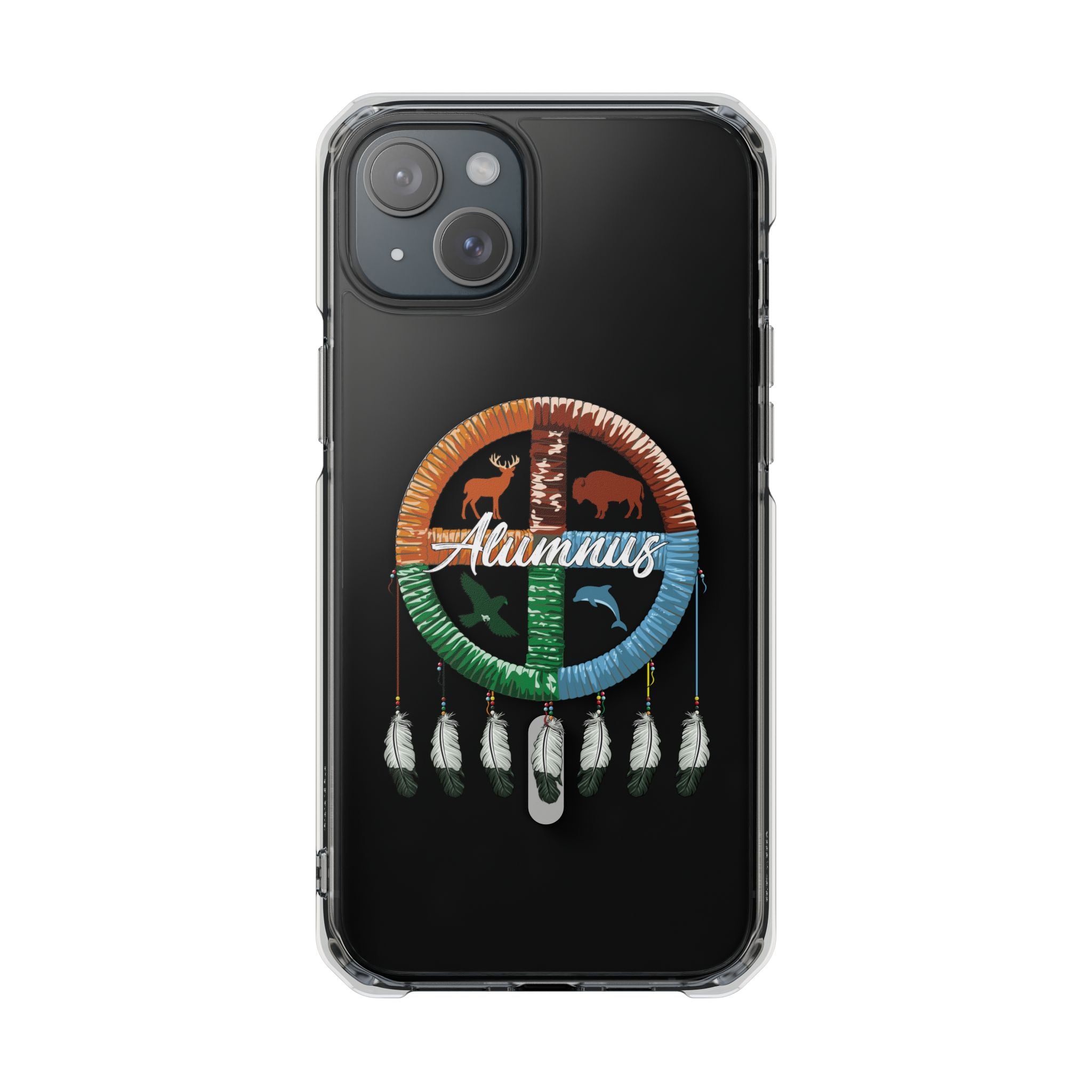 Magnetic Clear Phone Case — "Seven Arrows Alumnus" Medicine Wheel Design (iPhone 14-17)