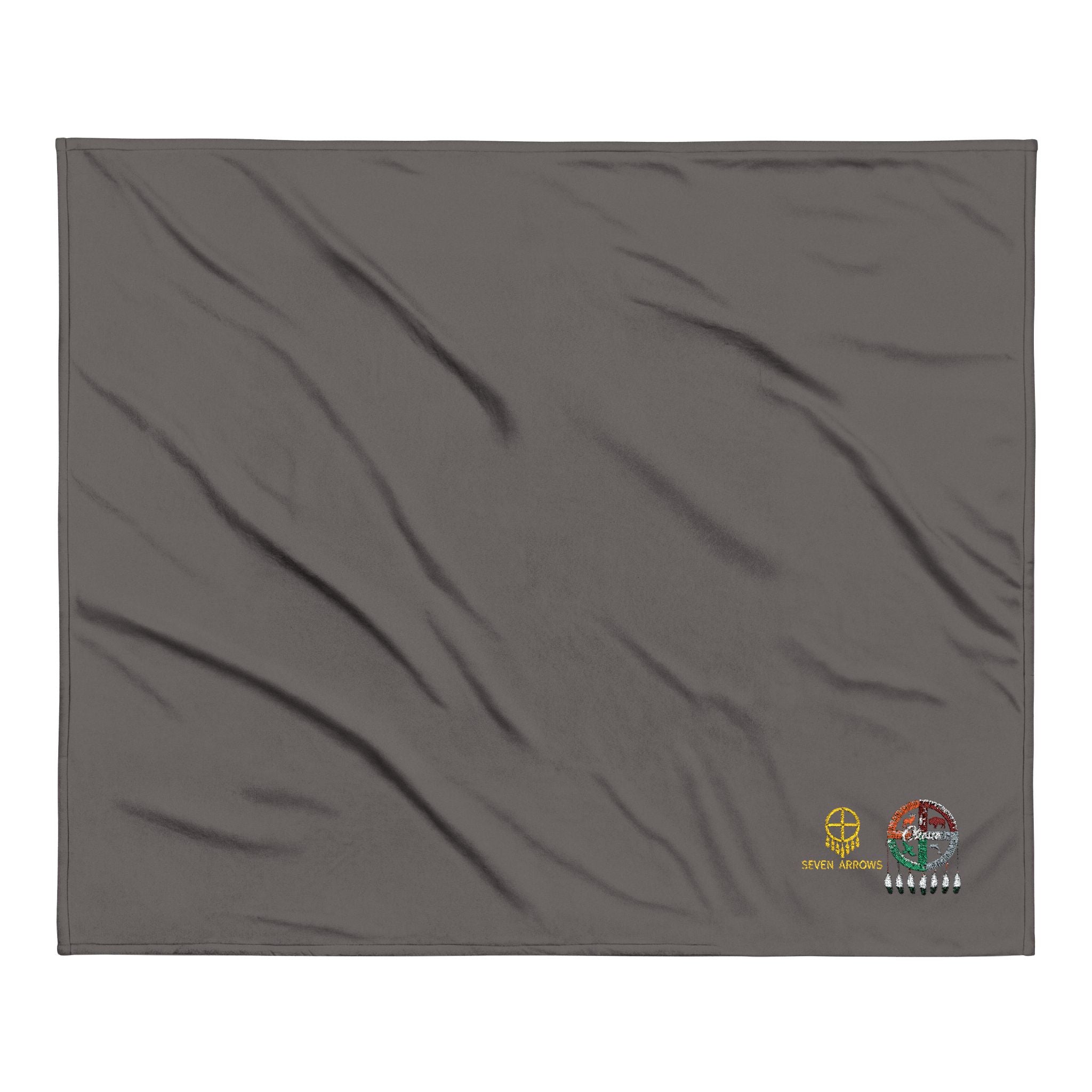Embroidered Sherpa Blanket — Seven Arrows Medicine Wheel Cozy Throw