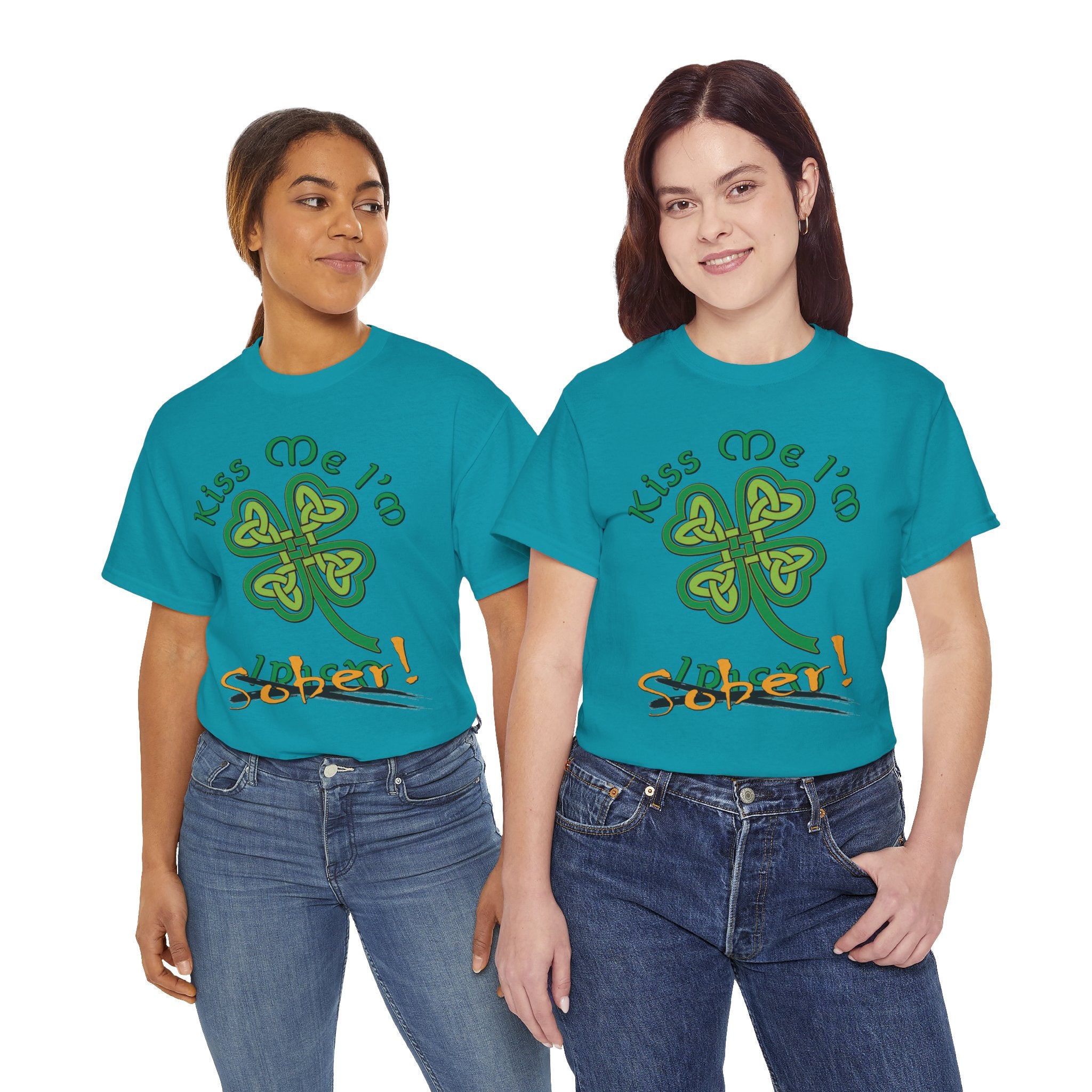 Kiss Me I'm Sober T-Shirt | Shamrock on Cool Colors
