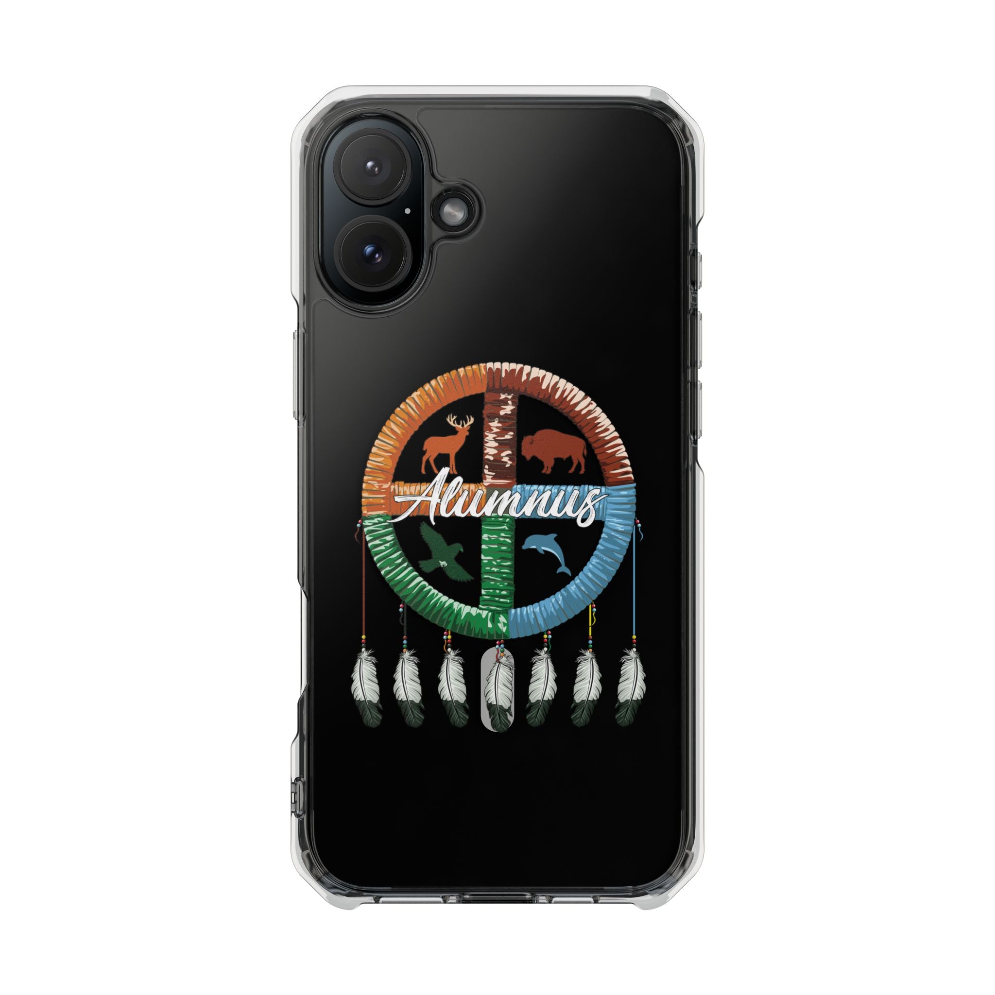 Magnetic Clear Phone Case — "Seven Arrows Alumnus" Medicine Wheel Design (iPhone 14-17)