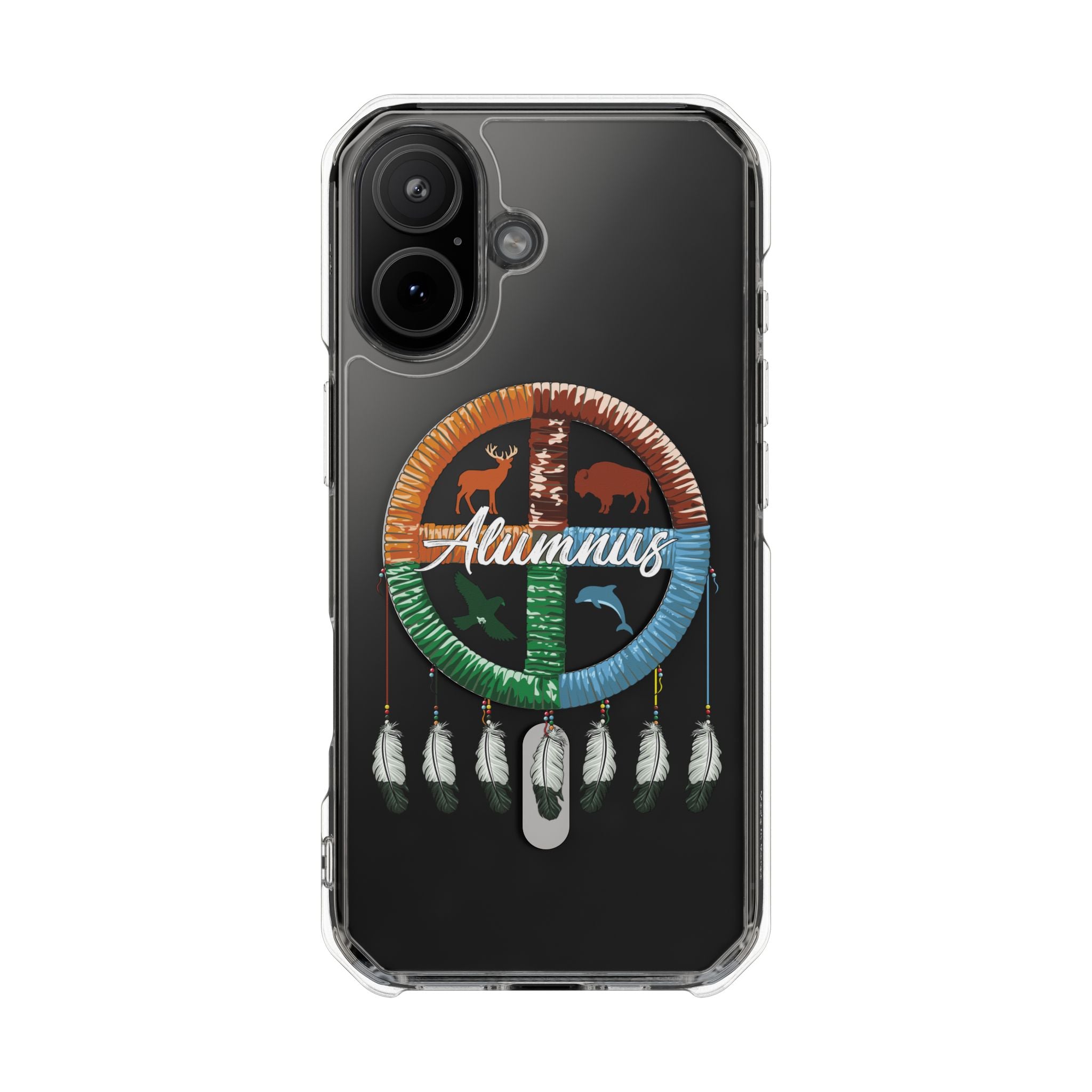 Magnetic Clear Phone Case — "Seven Arrows Alumnus" Medicine Wheel Design (iPhone 14-17)