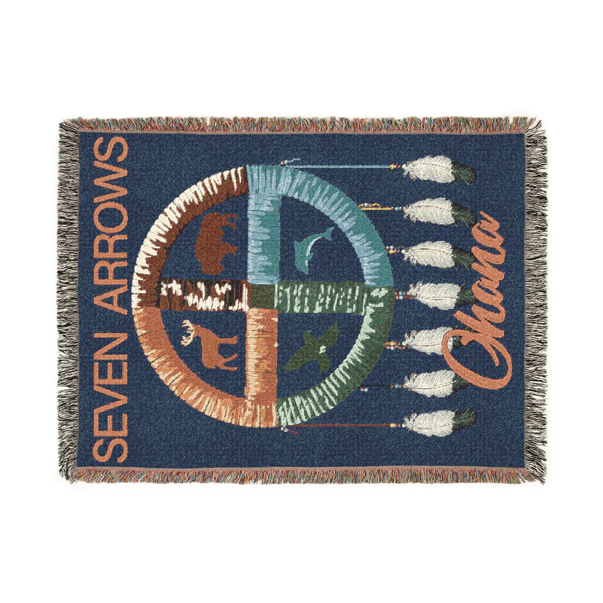 Seven Arrows Woven Blanket – Ohana Medicine Wheel Tapestry/Throw
