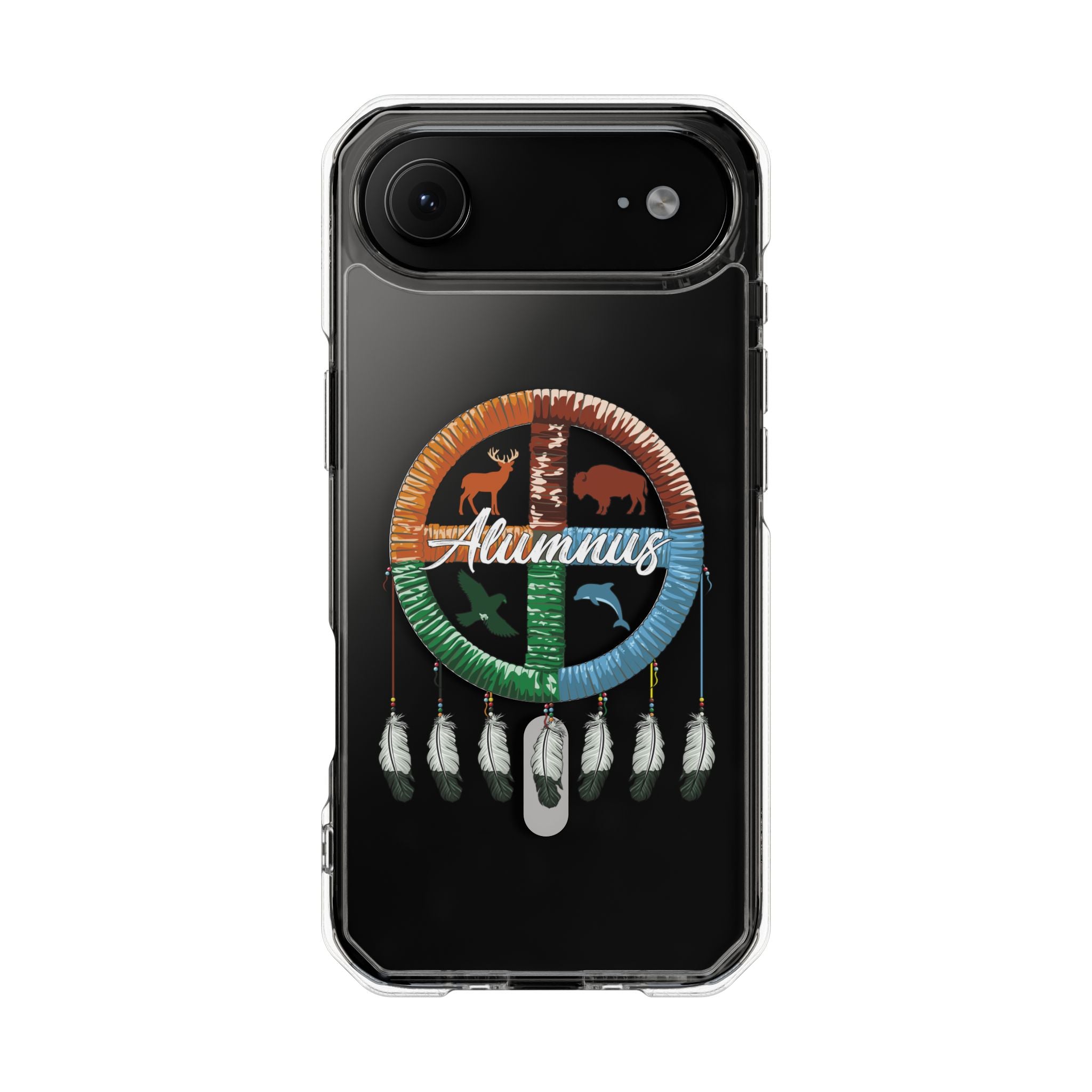 Magnetic Clear Phone Case — "Seven Arrows Alumnus" Medicine Wheel Design (iPhone 14-17)