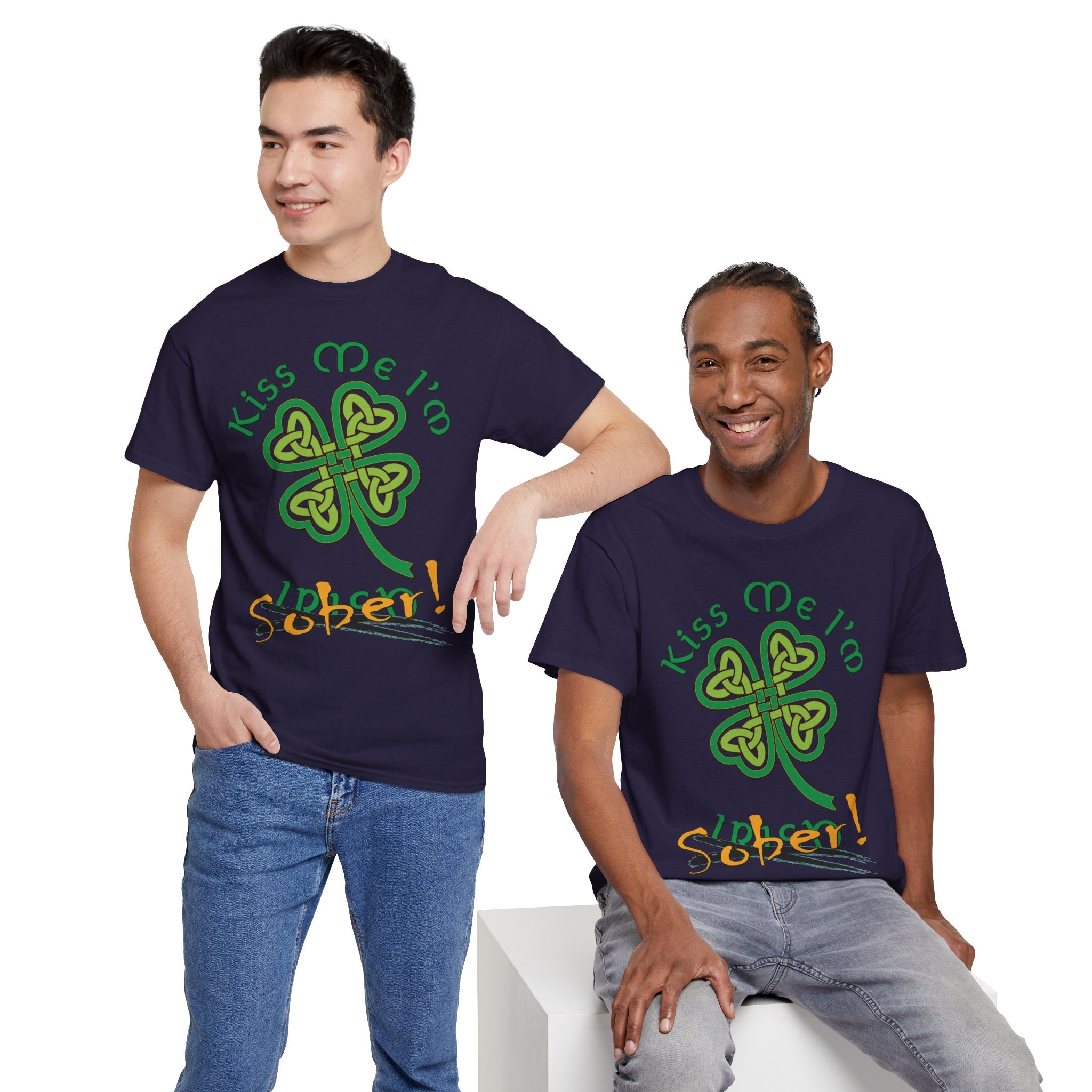 Kiss Me I'm Sober T-Shirt | Shamrock on Cool Colors