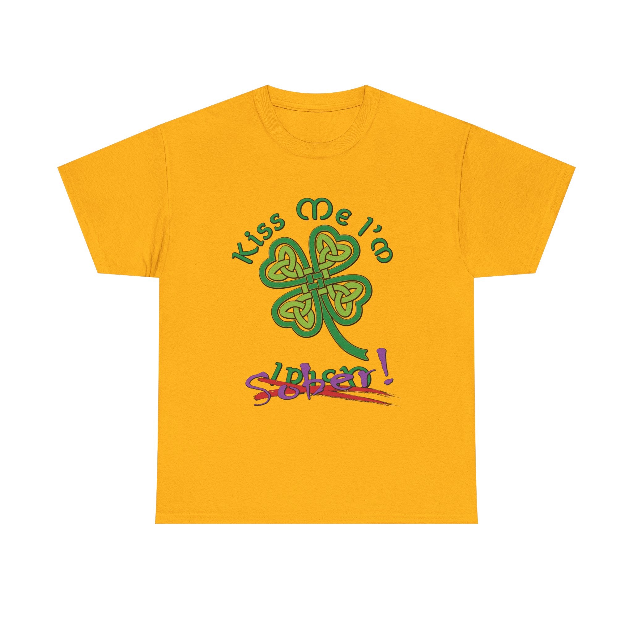 Kiss Me I'm Sober T-Shirt | Shamrock on Warm Colors