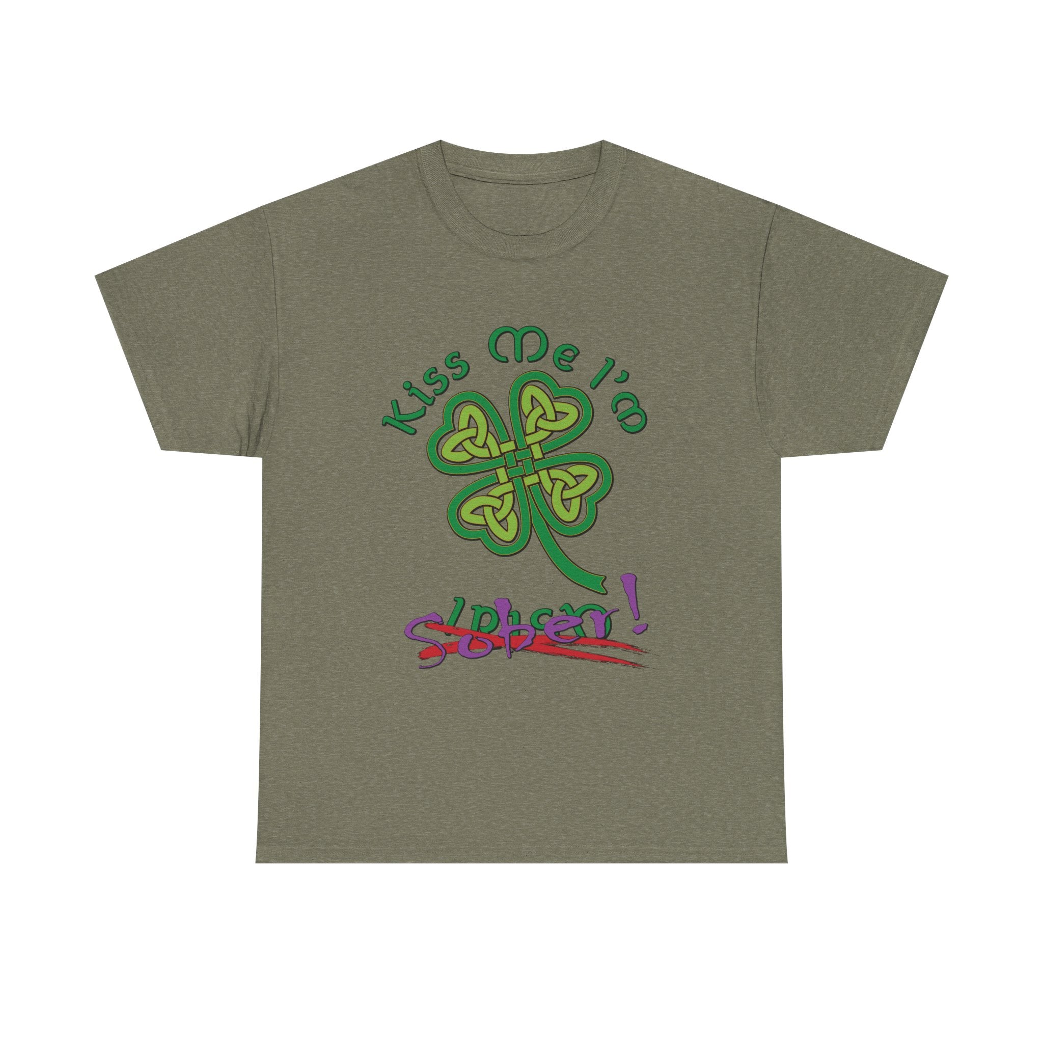 Kiss Me I'm Sober T-Shirt | Shamrock on Greens