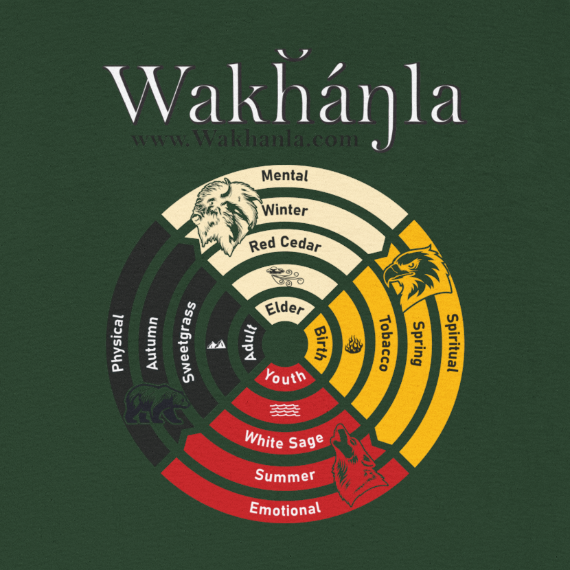 Medicine Wheel Concentric Tee — Sacred Four Teachings Cotton Shirt