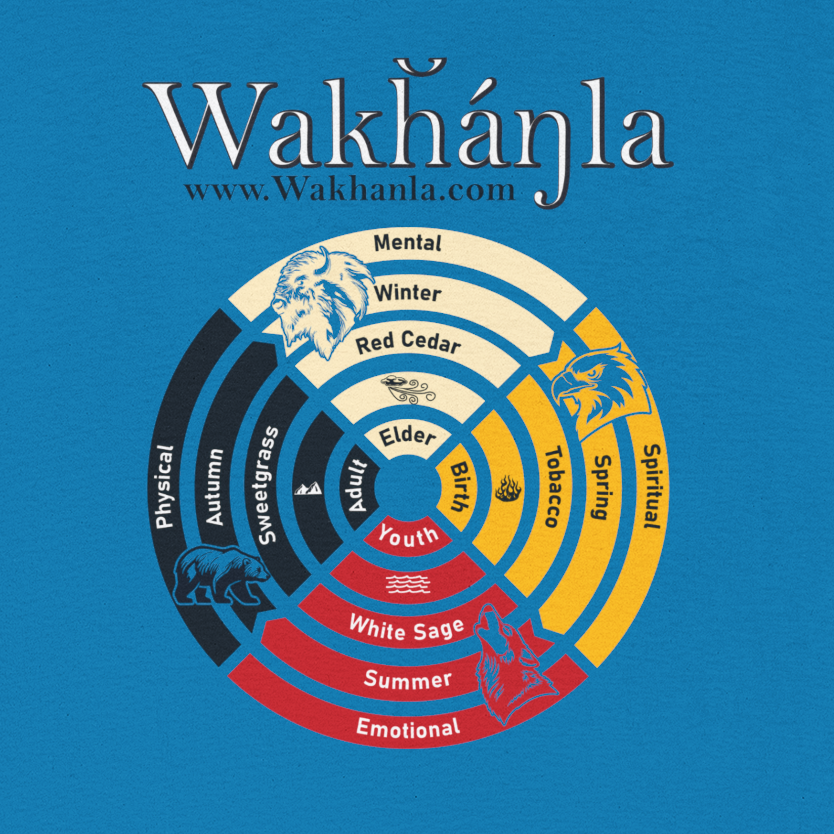 Medicine Wheel Concentric Tee — Sacred Four Teachings Cotton Shirt