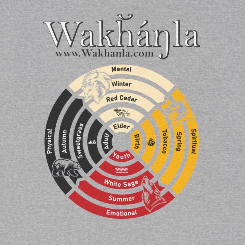 Medicine Wheel Concentric Tee — Sacred Four Teachings Cotton Shirt