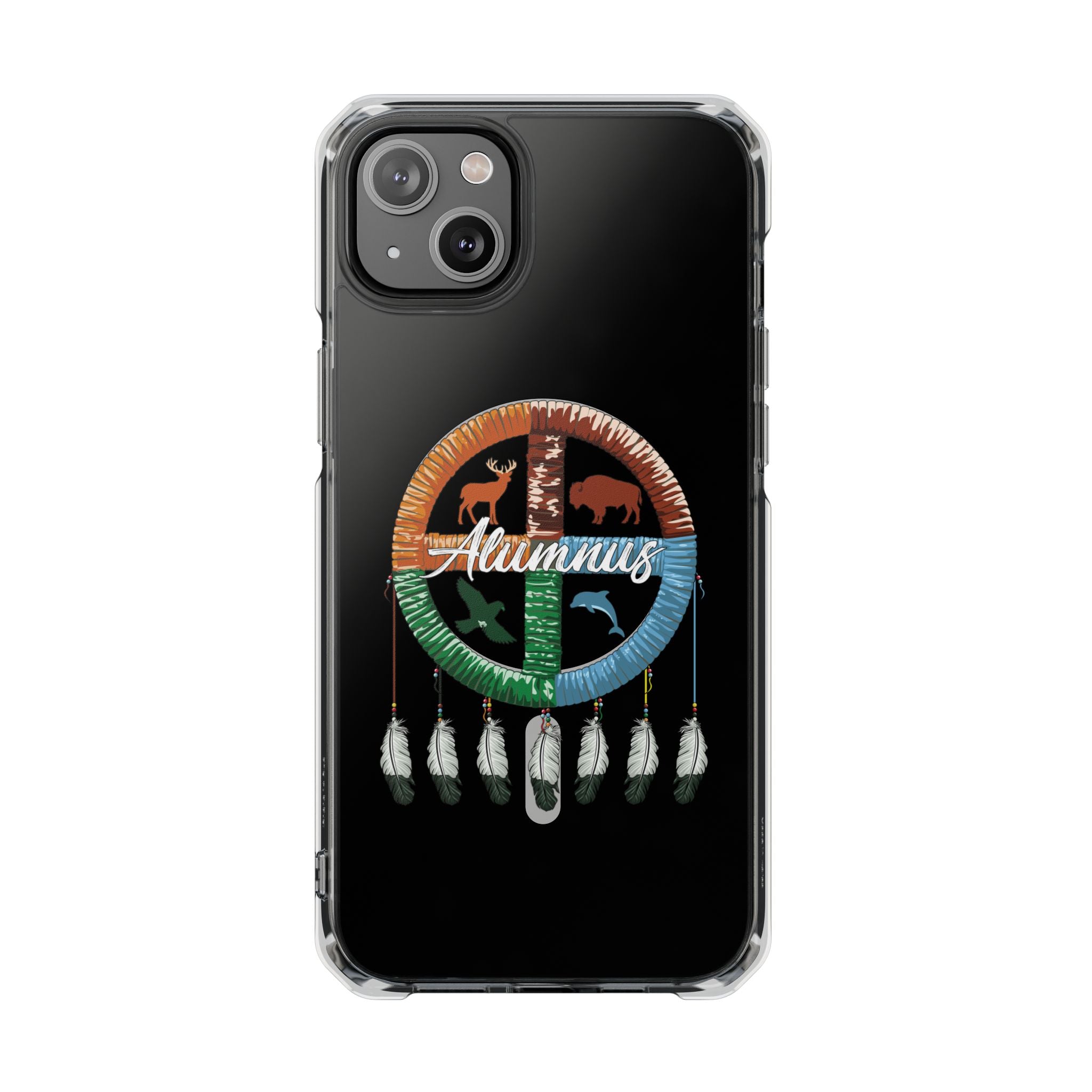 Magnetic Clear Phone Case — "Seven Arrows Alumnus" Medicine Wheel Design (iPhone 14-17)