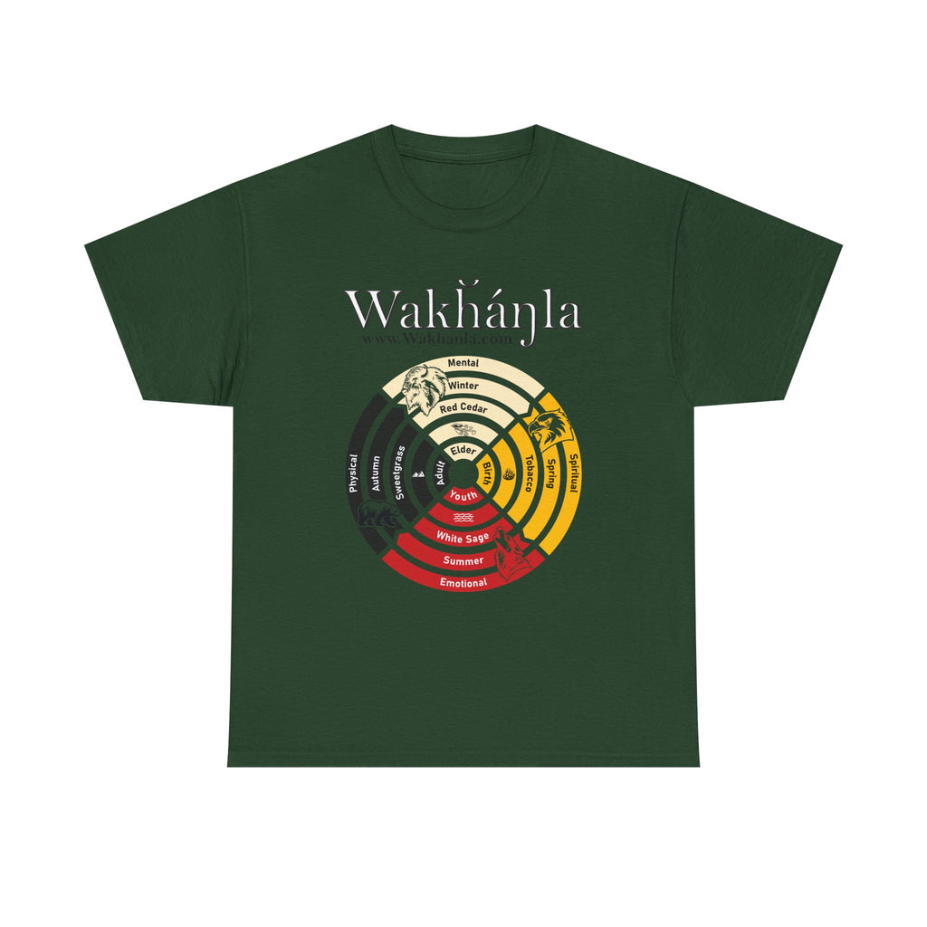 Medicine Wheel Concentric Tee — Sacred Four Teachings Cotton Shirt