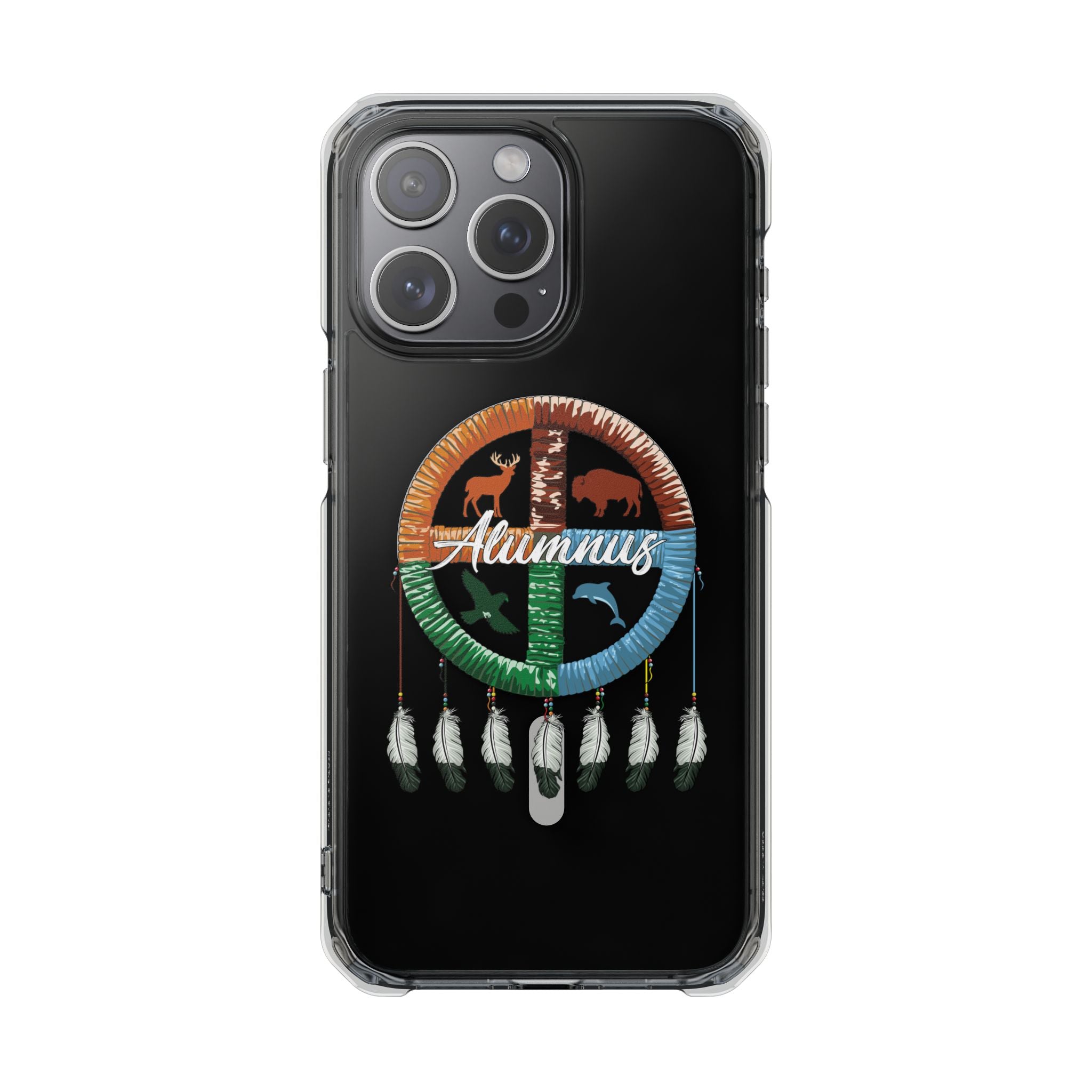 Magnetic Clear Phone Case — "Seven Arrows Alumnus" Medicine Wheel Design (iPhone 14-17)