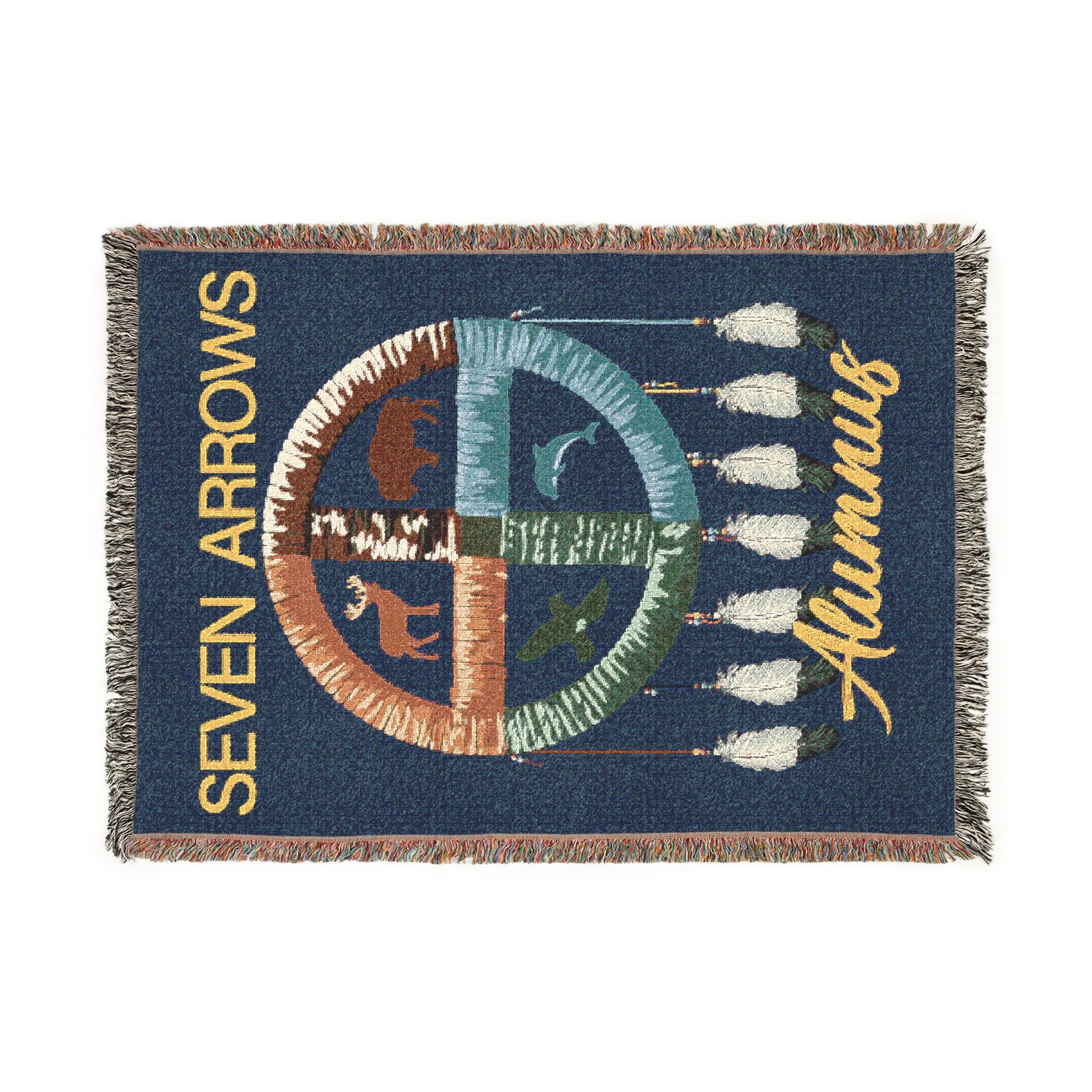 Seven Arrows Woven Blanket – Alumni Medicine Wheel Tapestry/Throw