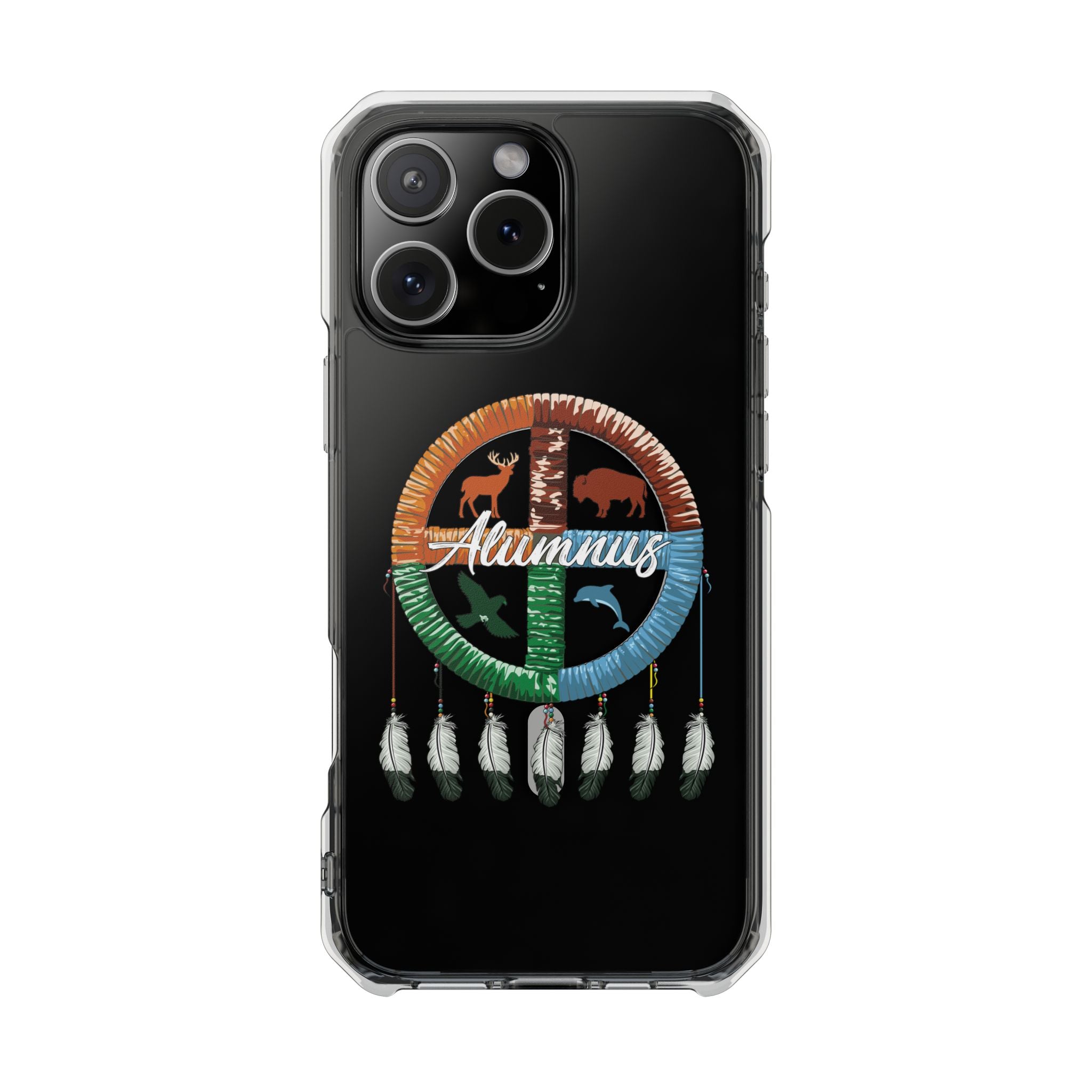 Magnetic Clear Phone Case — "Seven Arrows Alumnus" Medicine Wheel Design (iPhone 14-17)