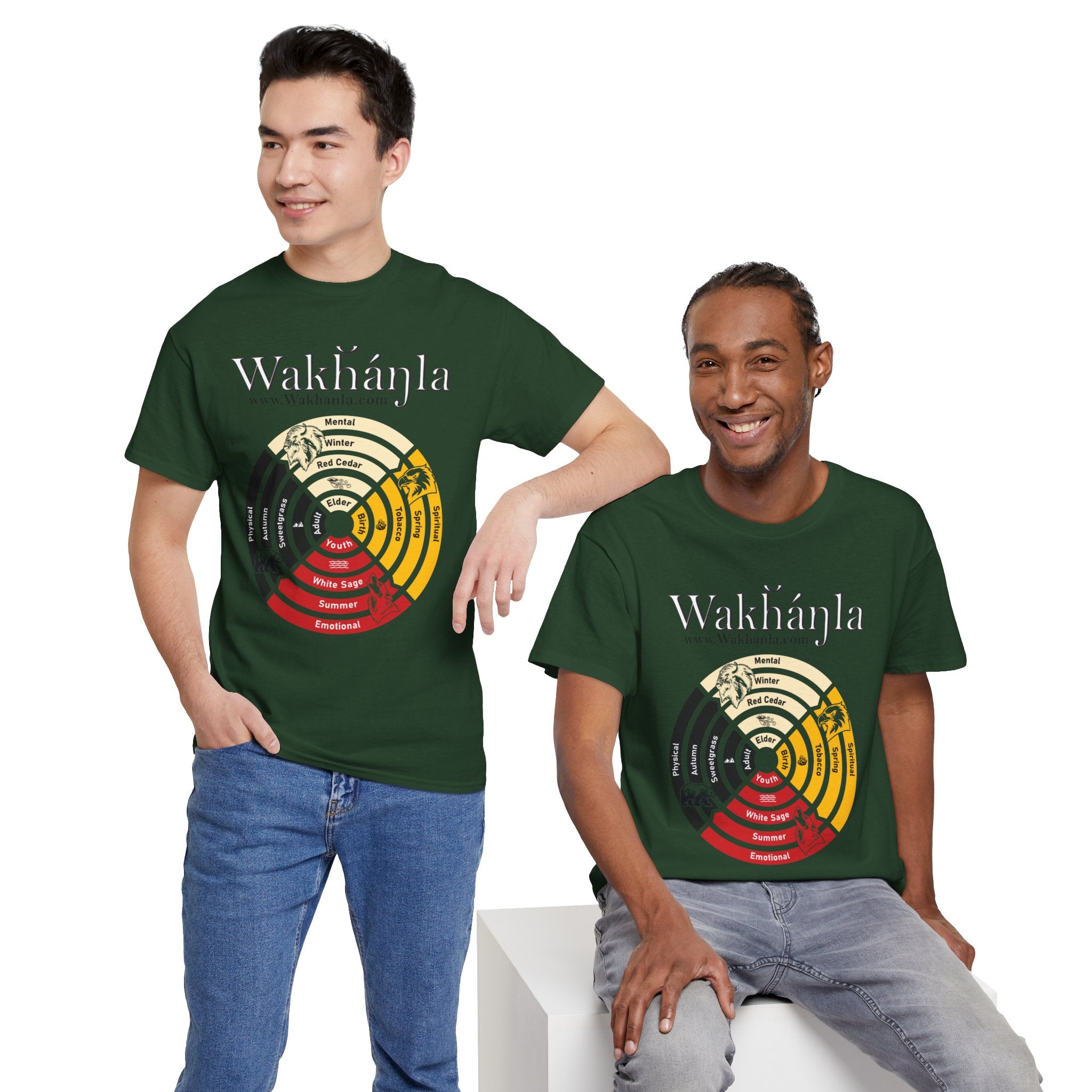 Medicine Wheel Concentric Tee — Sacred Four Teachings Cotton Shirt