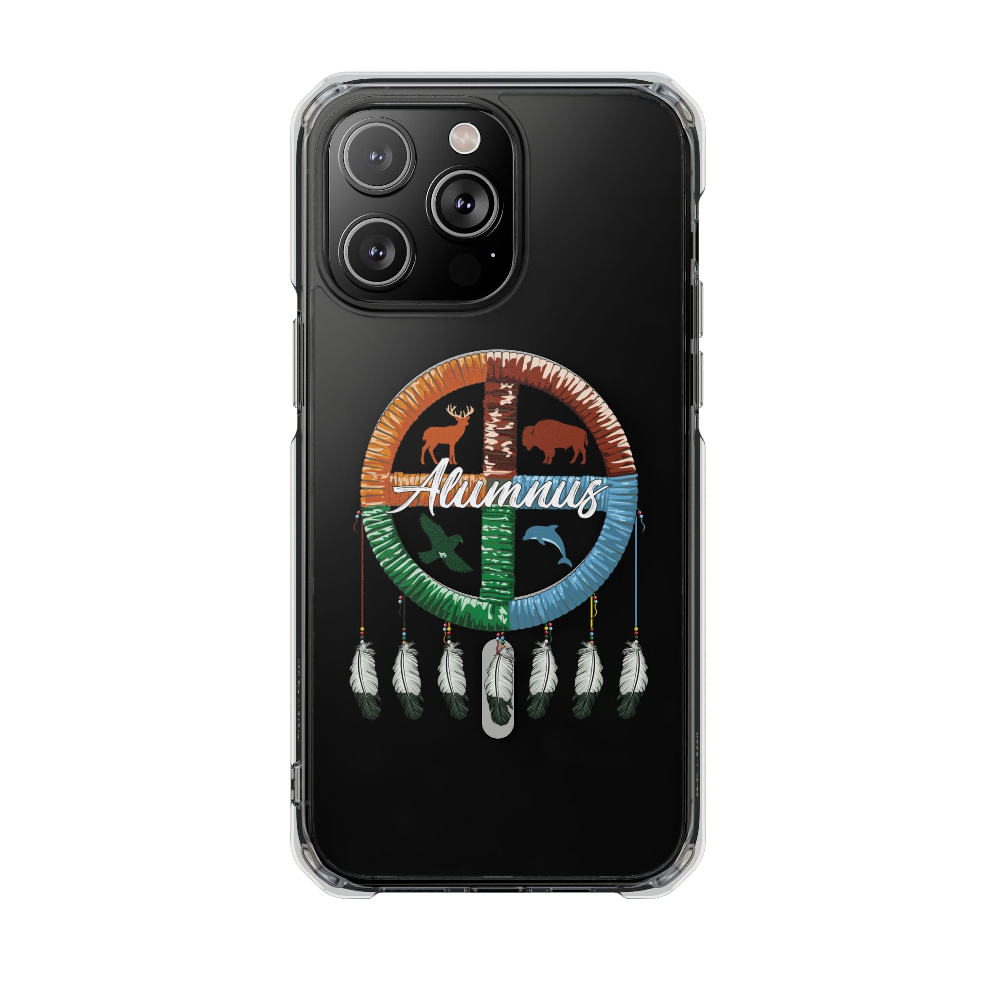 Magnetic Clear Phone Case — "Seven Arrows Alumnus" Medicine Wheel Design (iPhone 14-17)