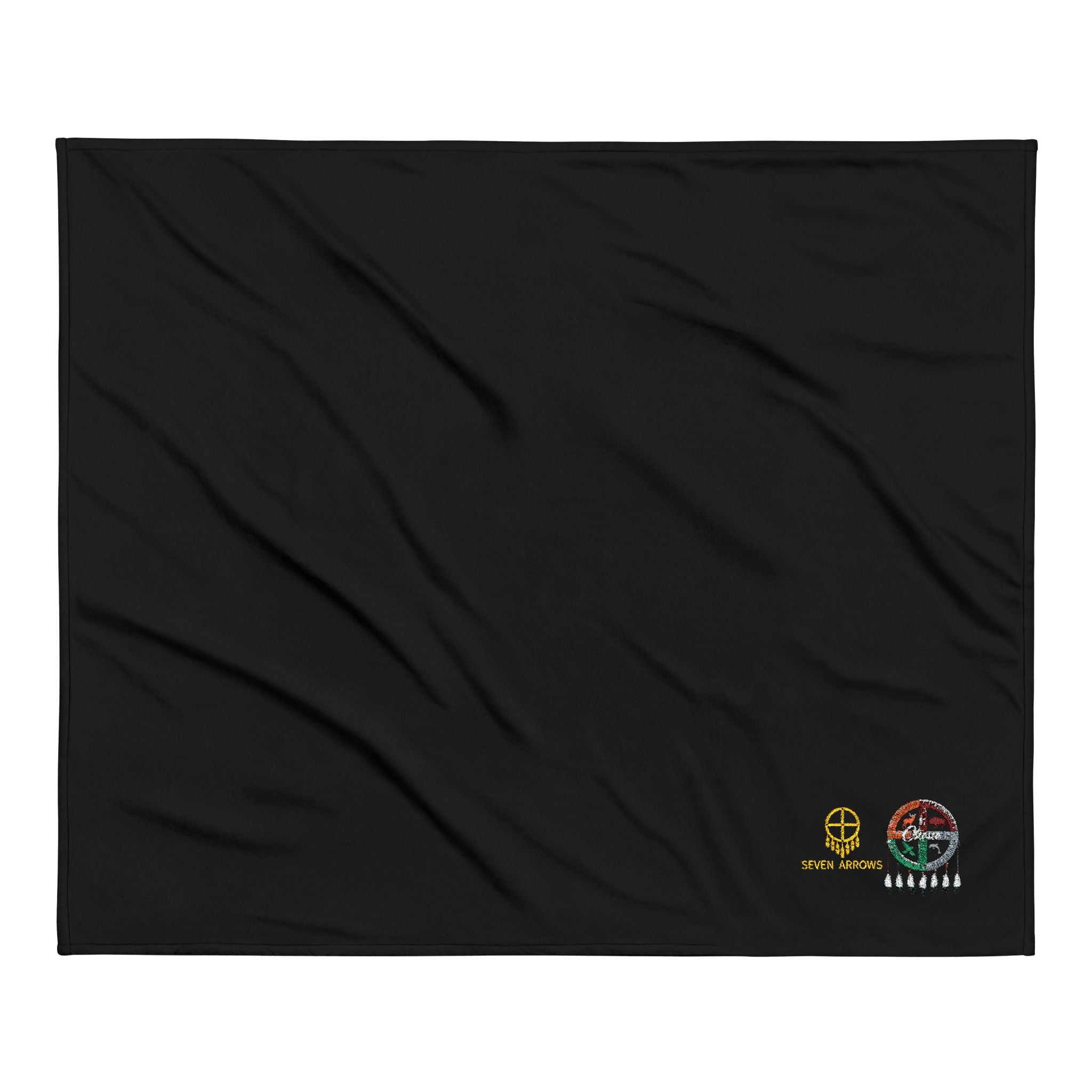 Embroidered Sherpa Blanket — Seven Arrows Medicine Wheel Cozy Throw