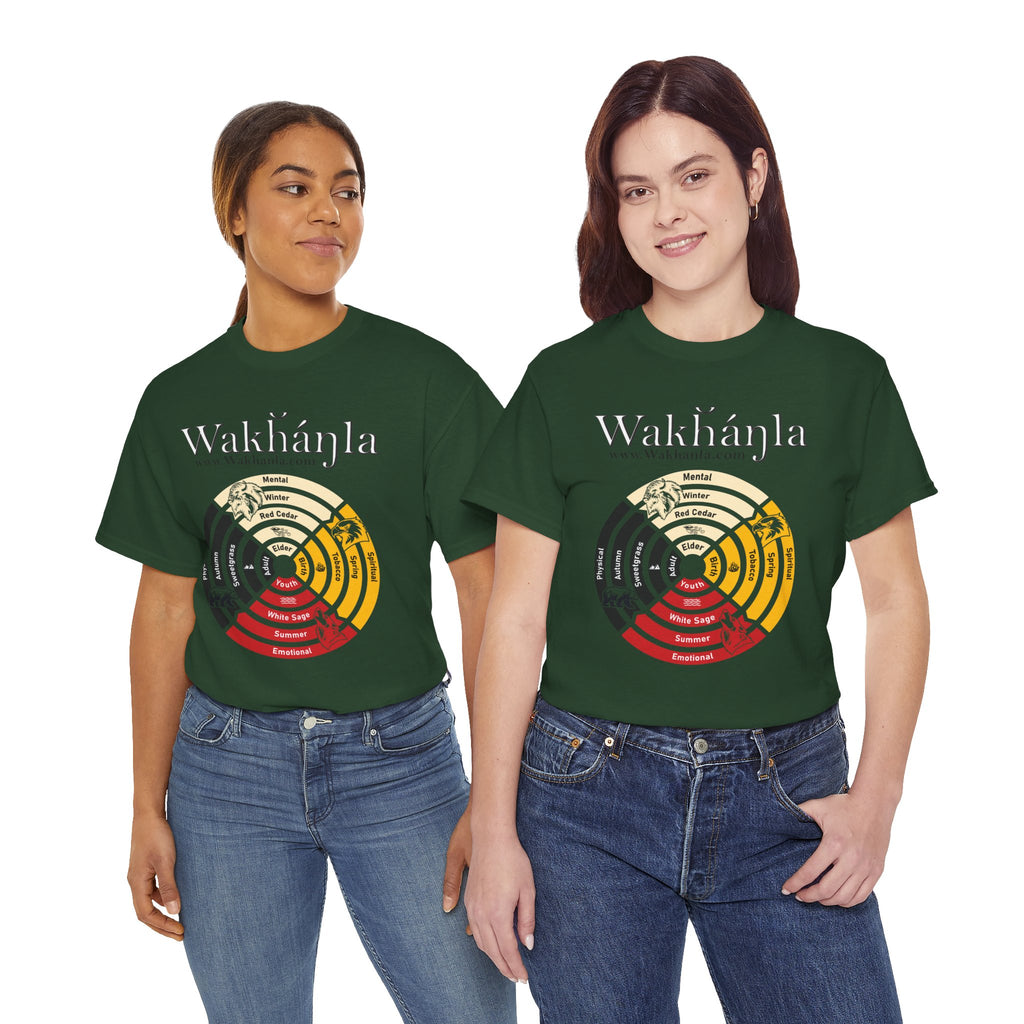 Medicine Wheel Concentric Tee — Sacred Four Teachings Cotton Shirt