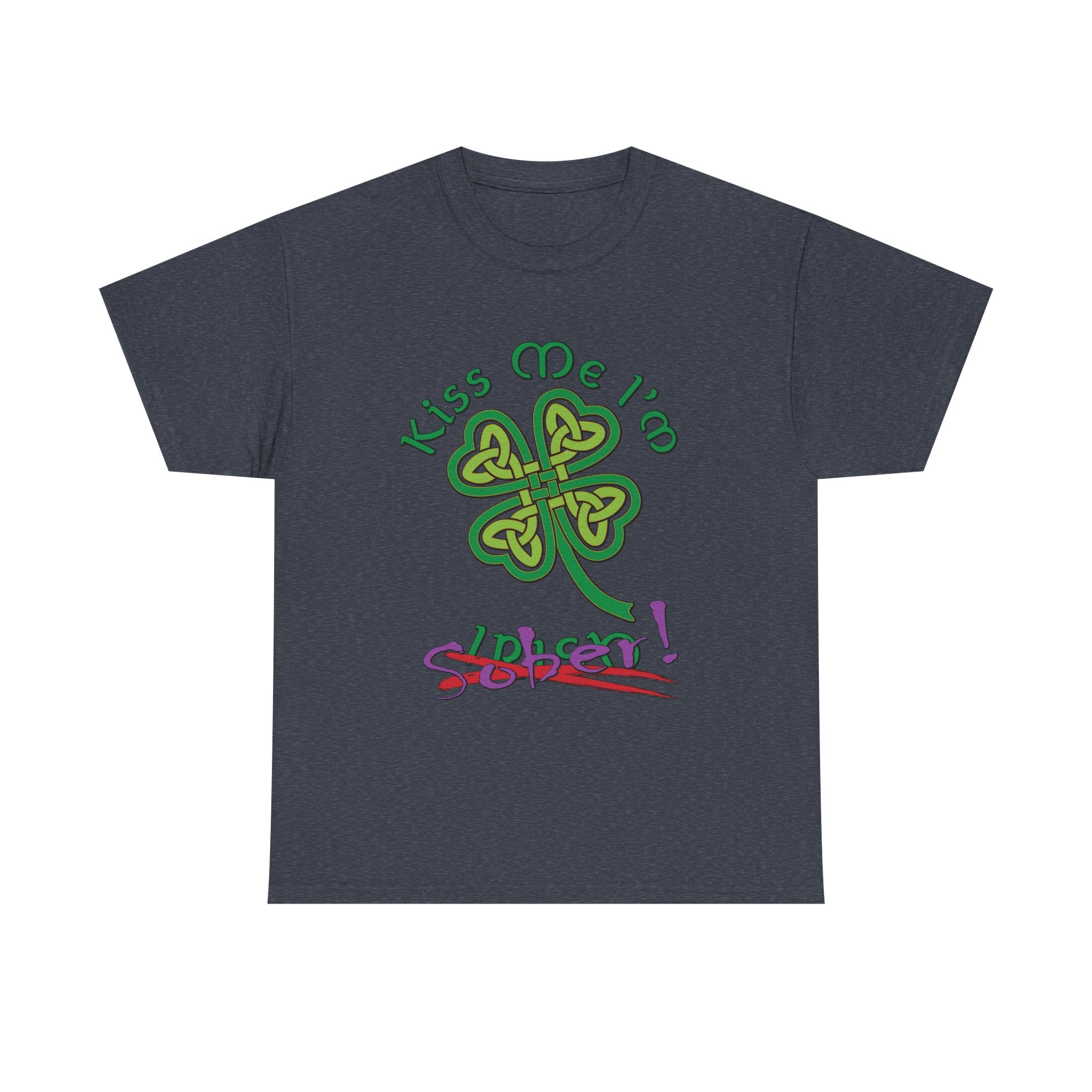 Kiss Me I'm Sober T-Shirt | Shamrock on Neutral Colors