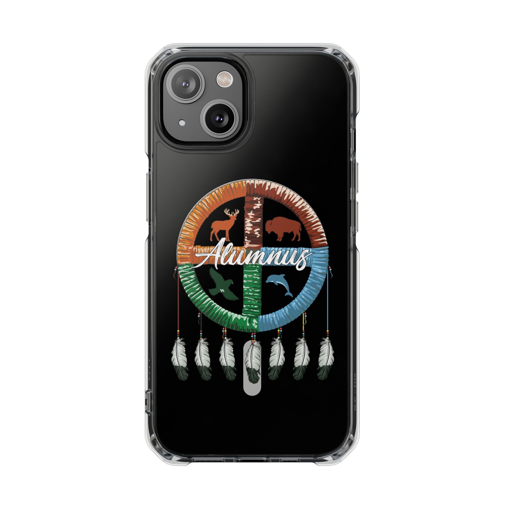 Magnetic Clear Phone Case — "Seven Arrows Alumnus" Medicine Wheel Design (iPhone 14-17)