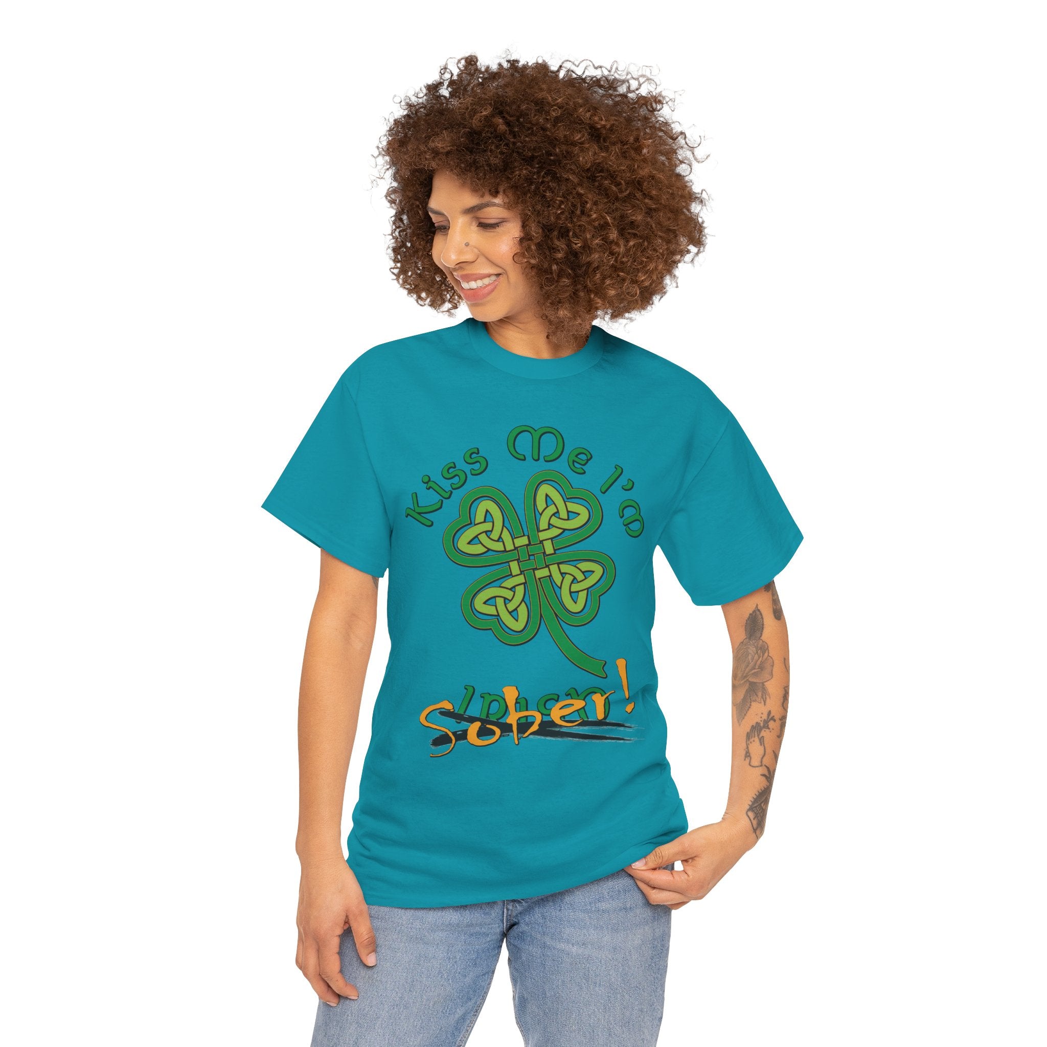 Kiss Me I'm Sober T-Shirt | Shamrock on Cool Colors