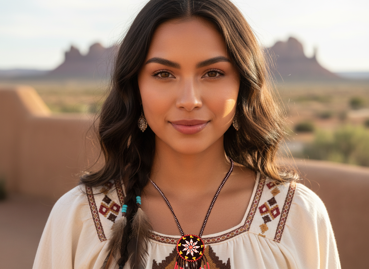 Rosette Beaded Necklace in Medicine Wheel Colors